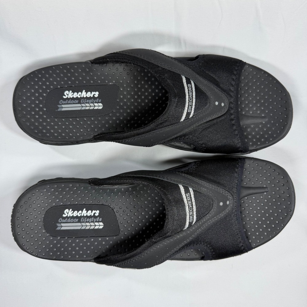 Skechers Outdoor Lifestyle Black Slide Sandals Leather Textile 47101 BBK US 9 - Picture 4 of 10